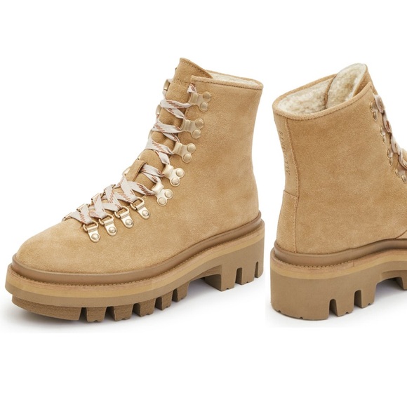 AllSaints Wanda Genuine Shearling Lug Sole Combat Boot